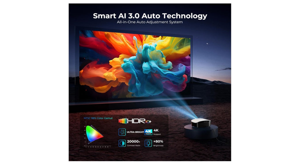 Proyector Inteligente 4K WiFi con Netflix y Auto Enfoque