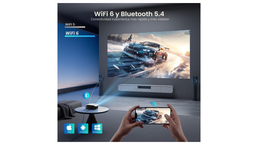 Proyector Inteligente 4K WiFi con Netflix y Auto Enfoque