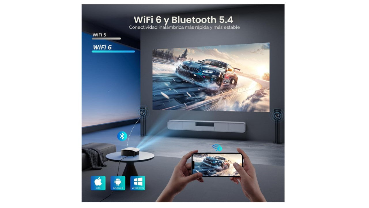 Proyector Inteligente 4K WiFi con Netflix y Auto Enfoque